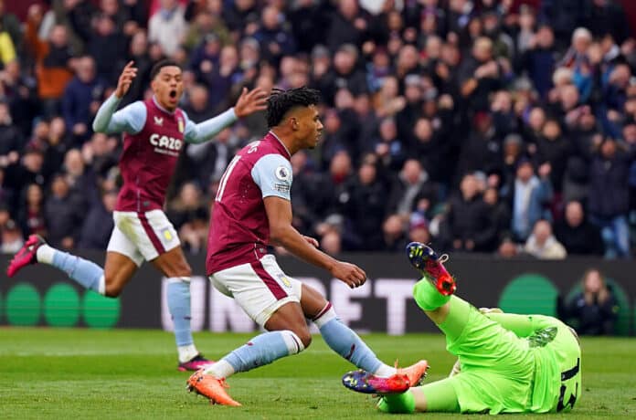 Ollie Watkins scoring against Crystal Palace