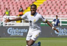 Ernest Nuamah in action for the Black Stars