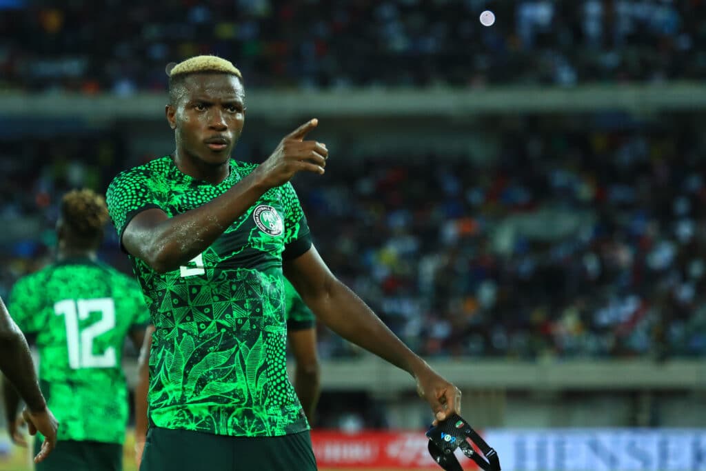 Victor Osimhen celebrates goal during the 2023 Africa Cup of Nations Qualifiers 