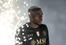 Victor Osimhen of SSC Napoli enters the field during the Serie A football match between SSC Napoli and SS Lazio