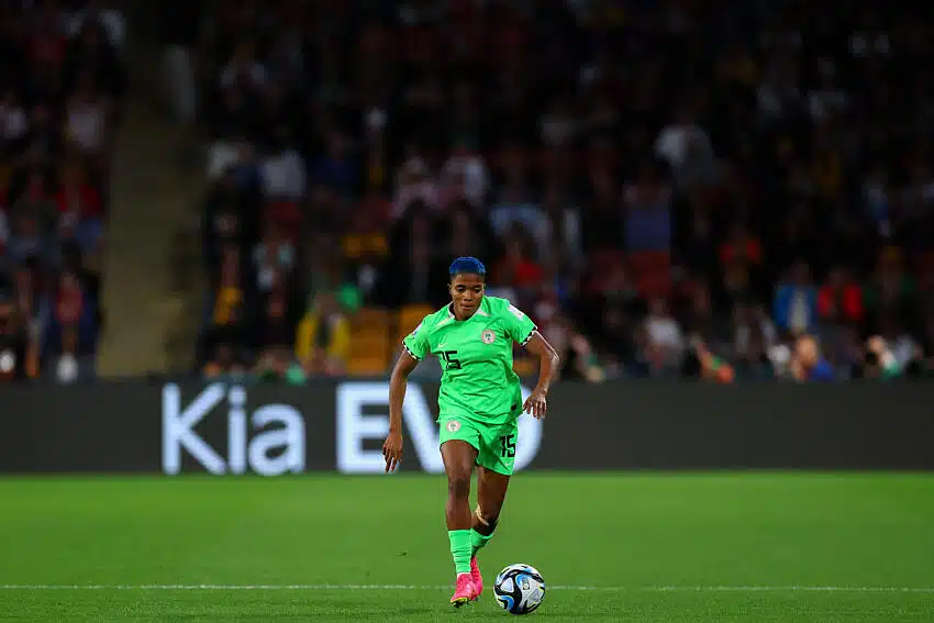 Rasheedat Ajibade of the Super Falcons in action